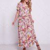 Nouvelles femmes grande taille Maxi Dress Floral Print Casual Office Dress Plus - Rose XL