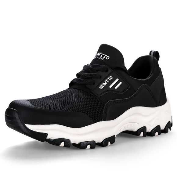 HUMTTO Chaussures de course pour femmes, respirant, mailles en PU, chaussures de jogging très hautes - Noir EU 36
