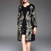 Broderie à fil doré et manteau élégant - Noir L