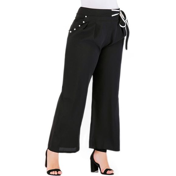Pantalon décontracté à la mode de couleur unie - Noir 3XL