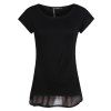 HAODUOYI T-shirt Slim Fit à manches courtes et à col rond pour femmes, Noir - Noir S