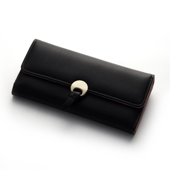 Nouveau portefeuille dames longue section mode simple enveloppe portefeuille pochette d'embrayage - Noir 