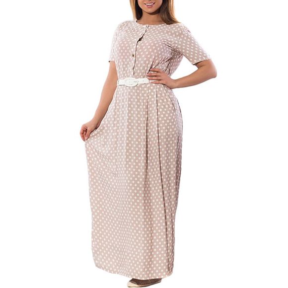 Maxi robe d'été à pois pour femmes 2018 grande taille élégante robe longue femme - Rose XL