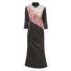 UILY 2019 nouveau chinois Cheongsam Mesh fil broderie robe de jupe en queue de poisson - Noir 2XL