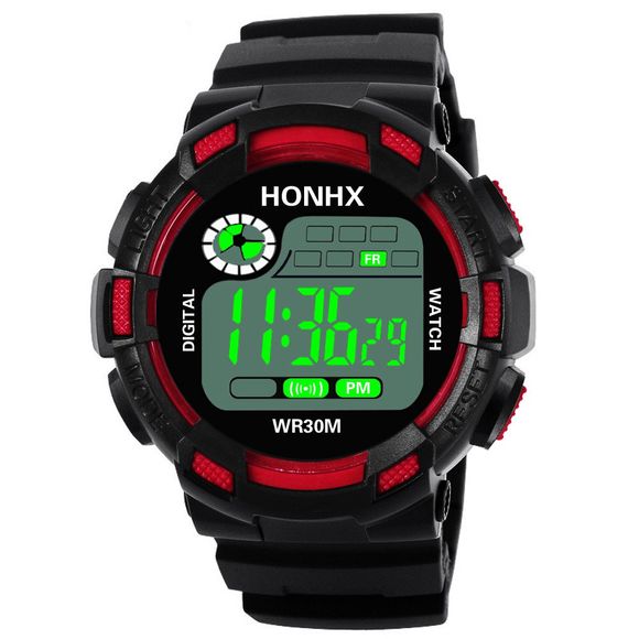 HONHX Men Army Sport LED Montre étanche avec horloge numérique - Rouge 
