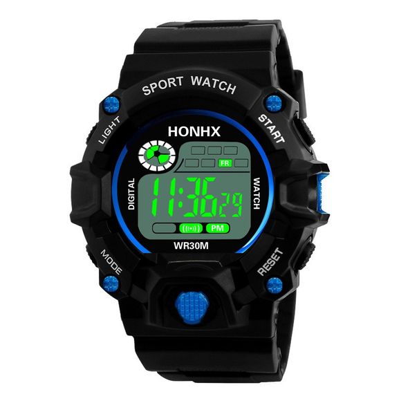 HONHX Montre de sport en plein air imperméable avec horloge numérique à LED pour hommes - Bleu Océan 
