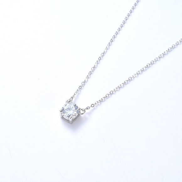 Pendentif de mode féminin en argent sterling S925 avec collier de diamants - Argent 1PC