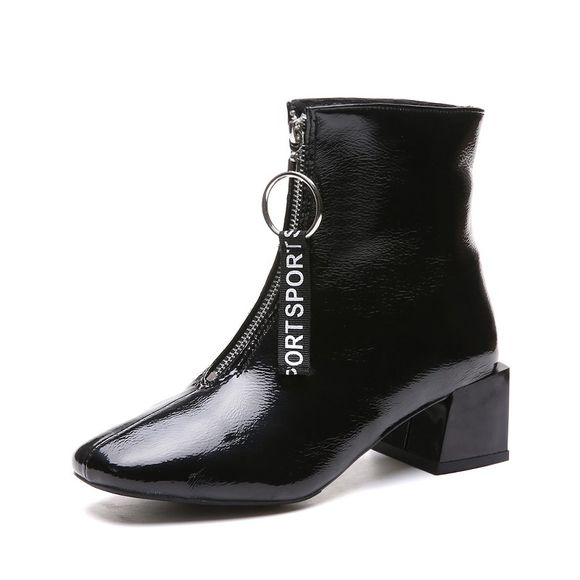 Automne et hiver nouvelles bottes zippées à la mode bottes à talons épais - Noir EU 39