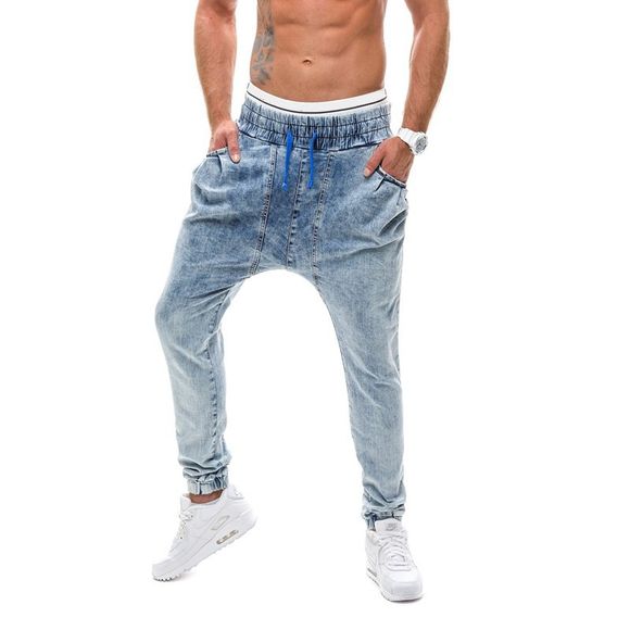 Pantalons de commerce pour hommes Jeans Haren Jeans Pantalons de sport - Bleu Ciel Léger 3XL