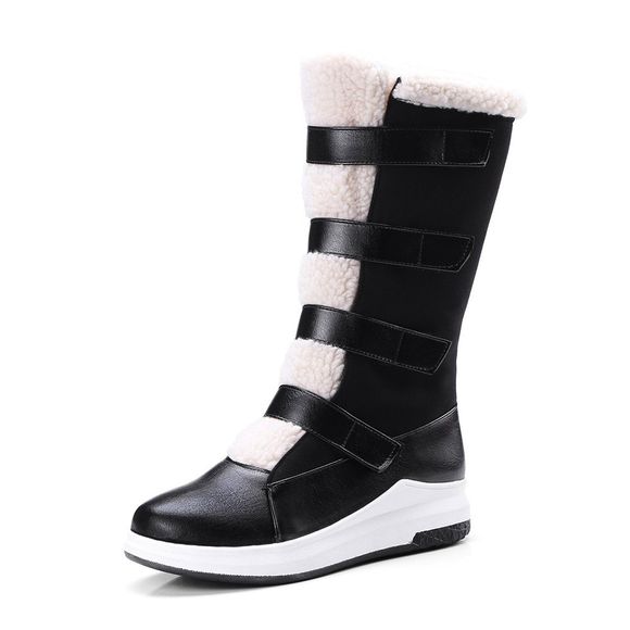 Nouveau style bottes de neige pour femmes hautes à fond plat - Noir EU 37