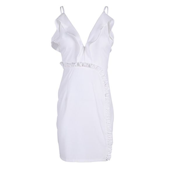 HAODUOYI Robe asymétrique pour femmes avec décolleté plongeant et décolleté profond - Blanc XL