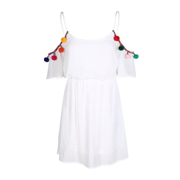 HAODUOYI Robe sexy à bretelles à la taille pour femmes, blanc - Blanc 2XL