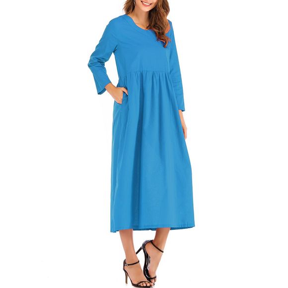 Robe à manches longues pour femmes, à manches longues et à manches longues - Ciel Bleu Foncé XL