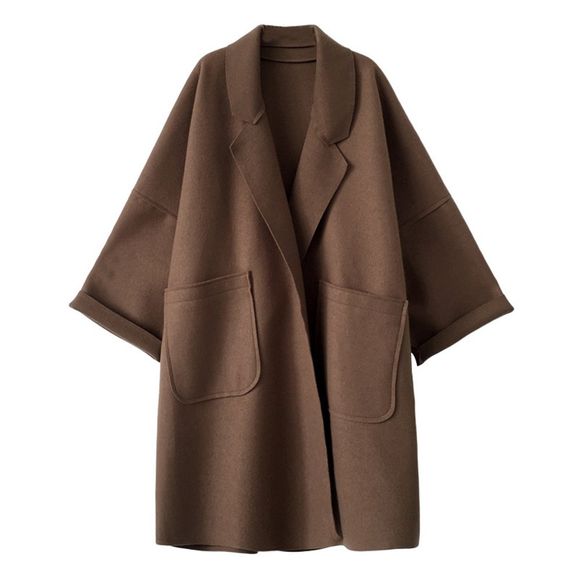 Long manteau de laine en vrac - Bronze M
