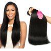 Longjia Cheveux Humains Brésiliens Vague Raide Naturelle Noire Vierge Cheveux 1Bundle - Noir Naturel 一件套8英寸