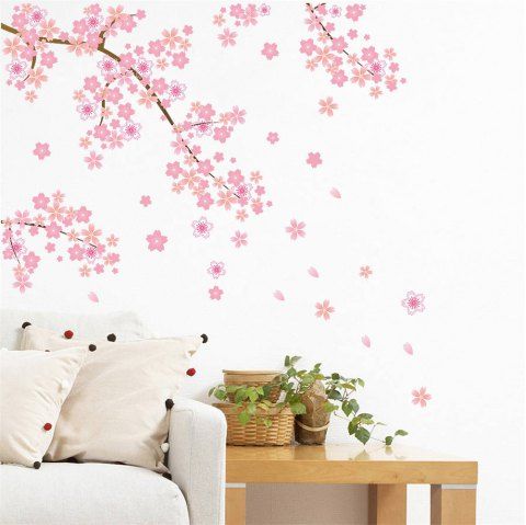 2019 pink plum wall sticker for living room children sofa background