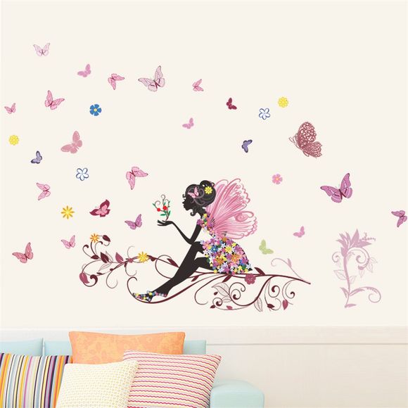 Papillon Fleur Fille Sticker Mural Salon Décoration Murale Autocollant - multicolor A 20 X 28 INCH