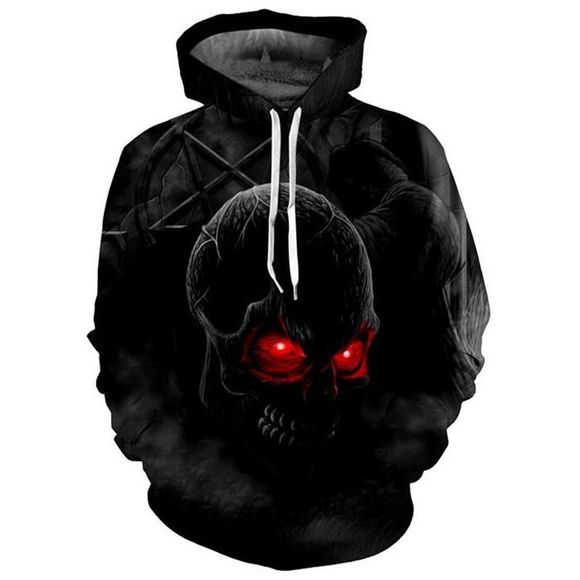Sweatshirt à capuche imprimé hommes de grande taille, impression 3D, yeux rouges - Noir 3XL