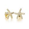 Boucles d'oreilles étoile de mer recouvertes de bijoux cadeaux en or 18 carats - Brun Doré 1 PAIR