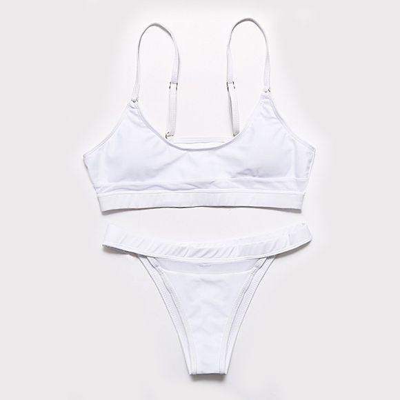Maillot de bain femme sexy couleur unie bikini - Blanc S