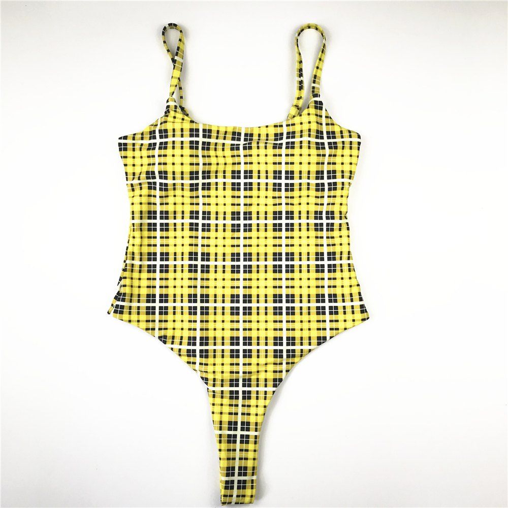 yellow checkered swimsuit