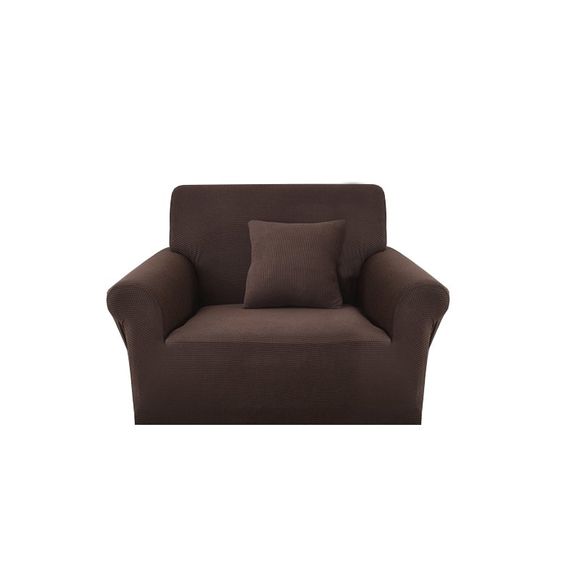 Housse de canapé polyvalente universelle HP Four Seasons Stretch Fleece - marron foncé SINGLE SEAT