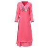 UILY 2019 nouvelle robe de style Shina Chinese National broderie fleur - Rouge Rose M