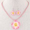 European Style Fashion Sweet Flower Wax Rope Necklace Earrings Set - PINK 1 SET