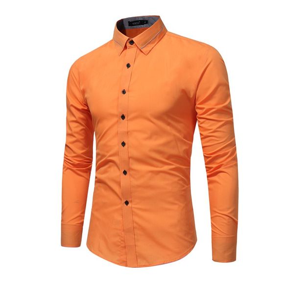 Chemise de ville habillée pour homme fashion business shirt homme - Orange XL