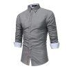 Chemise Homme à la Mode Tops à Manches Longues Toucher la Couleur Boutons Chemises Habillées Pour Hommes - Gris L