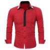 Chemise Homme à la Mode Tops Manches Longues Classique Mélangé Couleurs Slim Hommes Chemises Habillées - Rouge M