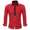 Chemise Homme à la Mode Tops Manches Longues Classique Mélangé Couleurs Slim Hommes Chemises Habillées - Rouge L