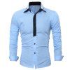 Chemise Homme à la Mode Tops Manches Longues Classique Mélangé Couleurs Slim Hommes Chemises Habillées - Bleu XL