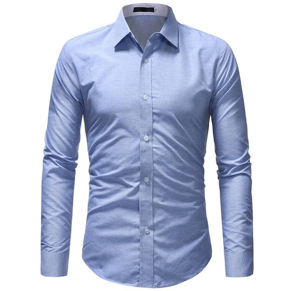 Chemises sport en coton de couleur à la mode pour hommes - Bleu L