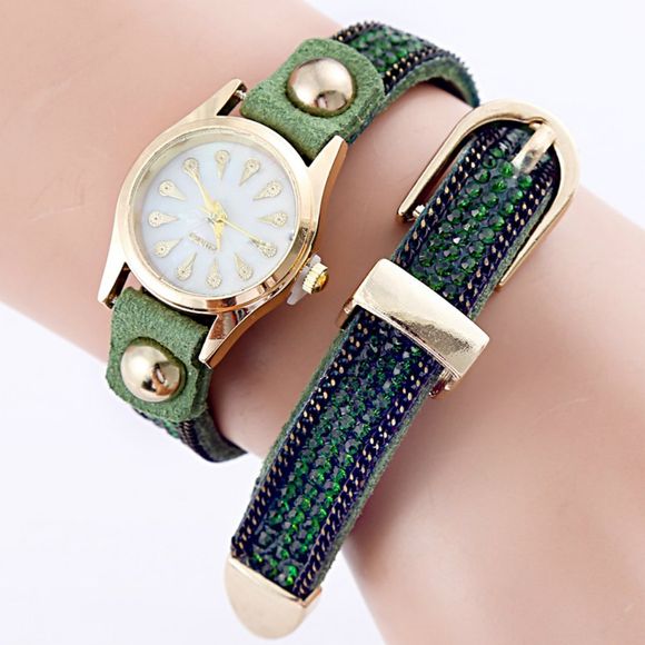Montre-bracelet à quartz incrusté de diamants à la mode pour femmes - multicolor C 