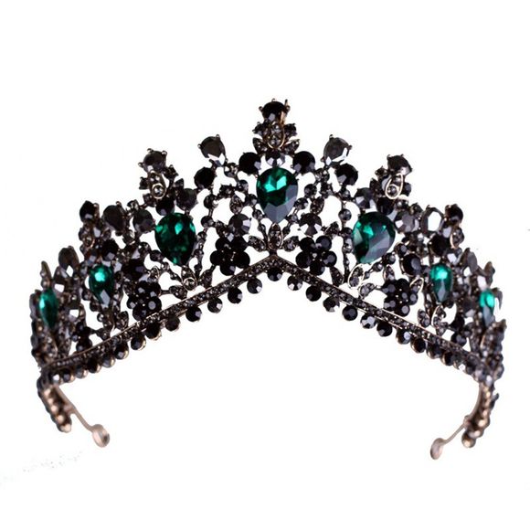 Coiffe de mariée haut de gamme avec couronne de diamants - Vert Forêt Noire 