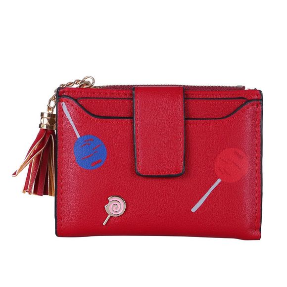 Nouveau portefeuille de femmes impression modèle solide couleur porte-monnaie sac de carte porte-monnaie - Rouge ONE SIZE