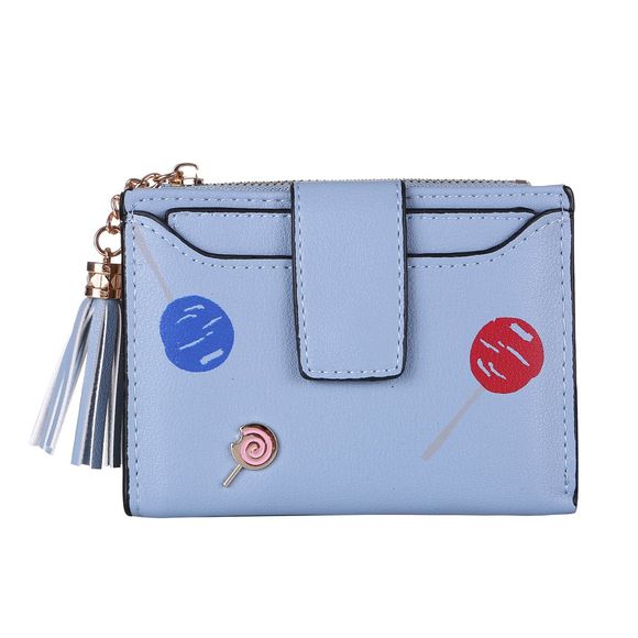 Nouveau portefeuille de femmes impression modèle solide couleur porte-monnaie sac de carte porte-monnaie - Bleu Ciel Léger ONE SIZE