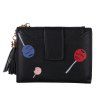 Nouveau portefeuille de femmes impression modèle solide couleur porte-monnaie sac de carte porte-monnaie - Noir ONE SIZE