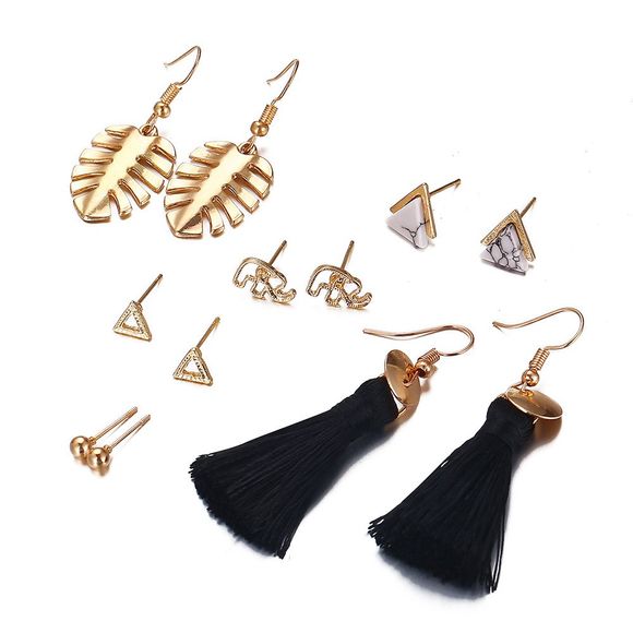 Fashion Leaves Tassel Earrings Set de boucles d'oreilles triangle géométrique - Or 1 SET