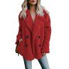Manteau d'hiver pour femme Cardigans pour femme Pull chaud en molleton avec manteau en fausse fourrure - Rouge 3XL
