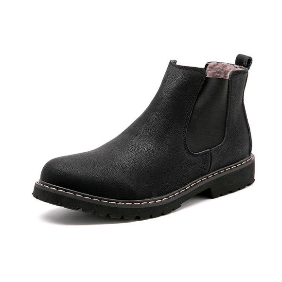 Bottes en cuir pour hommes Garder au chaud Chaussures en peluche et chaudes - Noir EU 40