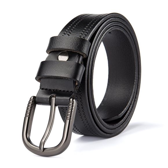 Nouvelle ceinture de peau de vache ceinture vintage mode pression ceinture simple - Noir 125CM