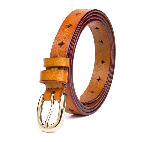 Nouveau style cuir ceinture creuse ceinture confortable dames confortable - Jaune 110CM