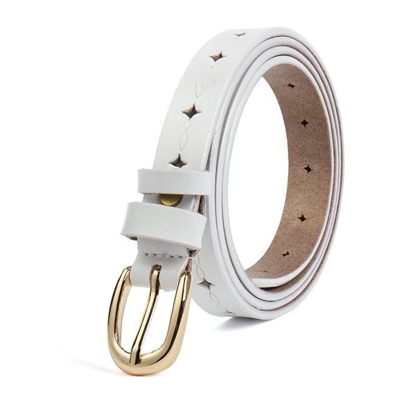 Nouveau style cuir ceinture creuse ceinture confortable dames confortable - Blanc 115CM