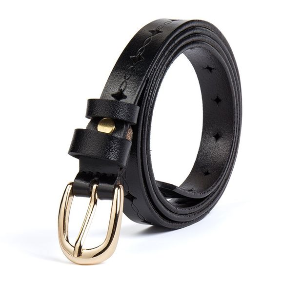 Nouveau style cuir ceinture creuse ceinture confortable dames confortable - Noir 100CM