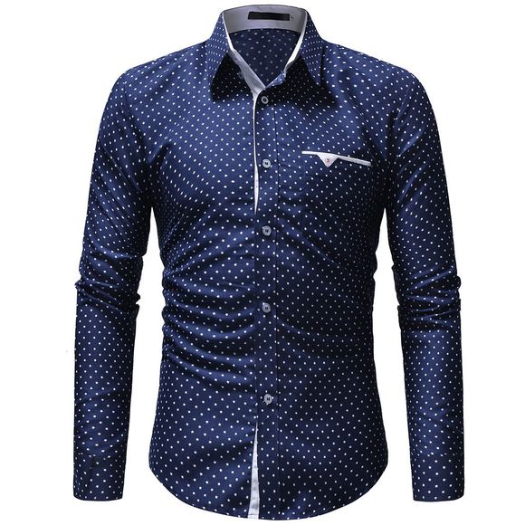 Chemise à manches de loisirs pour hommes imprimée mode classique du Pentagone - Cadetblue XL