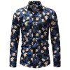 Manches longues pour hommes de la couleur de la fleur pour les chemises de loisirs et de culture personnelle - Bleu XL