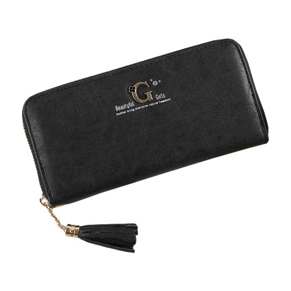 Nouvelle pochette simple pour dames portefeuille portefeuille gland sac à main pochette paquet de cartes - Noir ONE SIZE