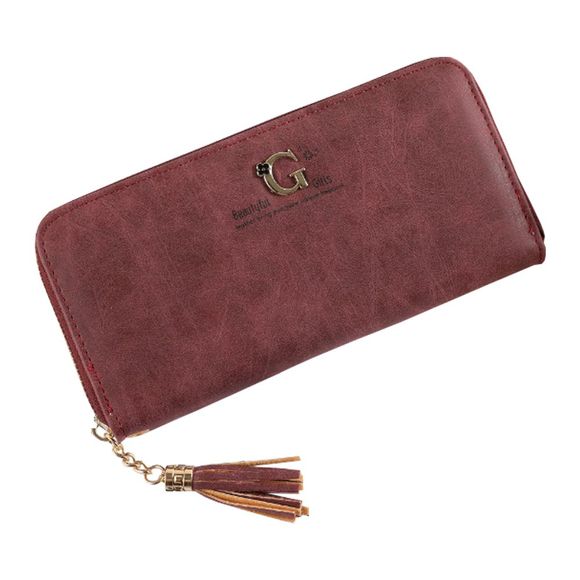 Nouvelle pochette simple pour dames portefeuille portefeuille gland sac à main pochette paquet de cartes - Rouge Vineux ONE SIZE